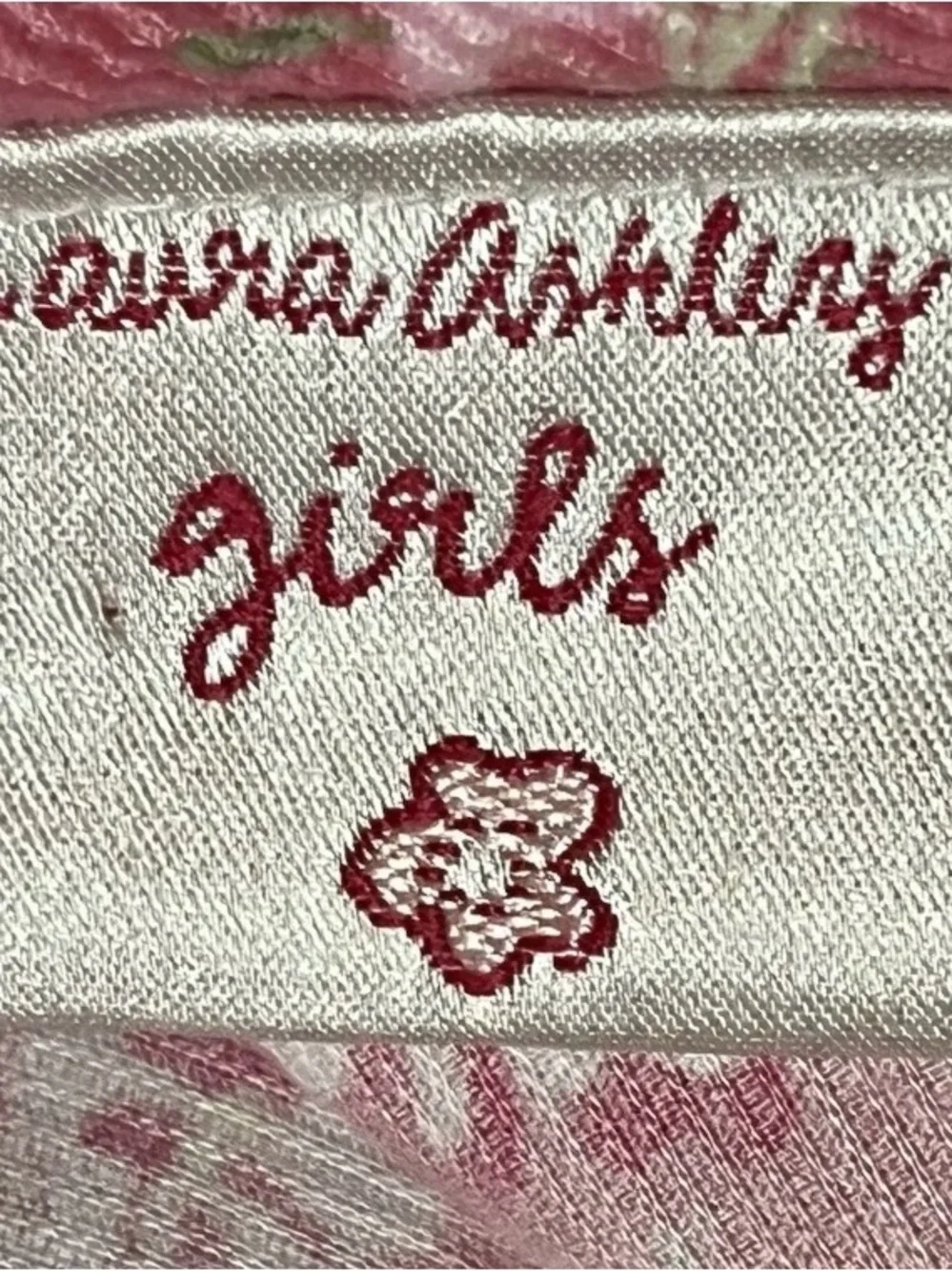 Laura Ashley Collared Pink Girls, Long Sleeve Floral Dress, 3T, Vintage